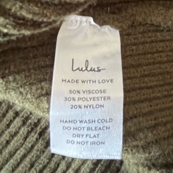 Lulus Loving You Fondly Olive Green Ribbed Knit Sweater Dress Size XL Cozy Fall - Picture 9 of 12